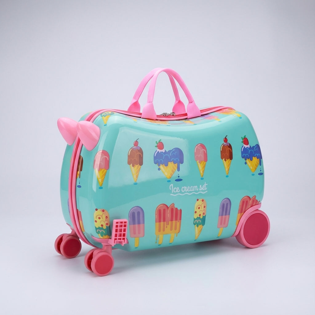 RidePop kinderbagage met zitje; perfecte rolkoffer en speelzitje voor kinderen op vakantie of onderweg.