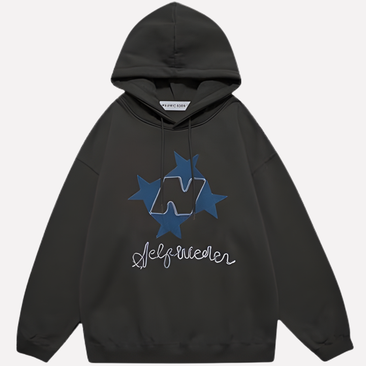 Trendy dameskleding: oversized hoodie met sterprint, voor ultiem comfort en een modieuze uitstraling.