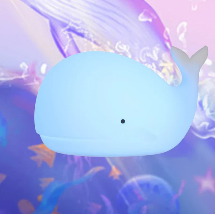 Walvis nachtlampje met kleurverandering, zacht siliconen, zacht licht, ideaal voor kinderkamers