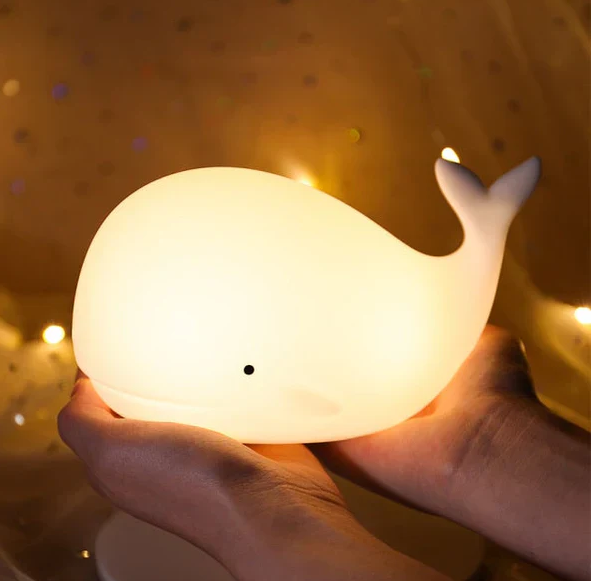 Walvis nachtlampje met kleurverandering, zacht siliconen, zacht licht, ideaal voor kinderkamers
