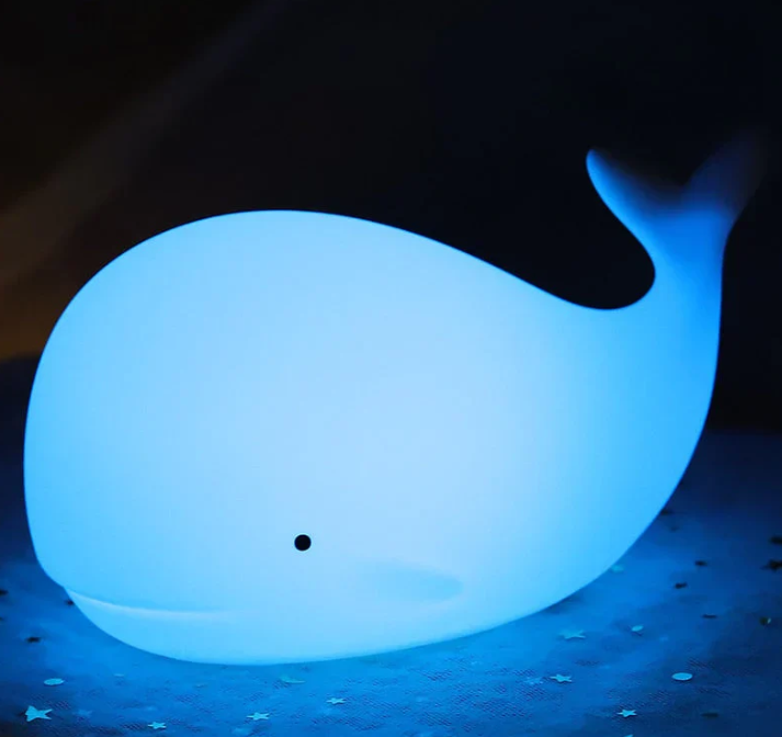 Walvis nachtlampje met kleurverandering, zacht siliconen, zacht licht, ideaal voor kinderkamers