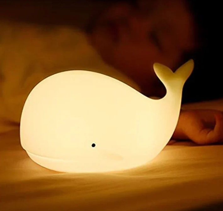 Walvis nachtlampje met kleurverandering, zacht siliconen, zacht licht, ideaal voor kinderkamers