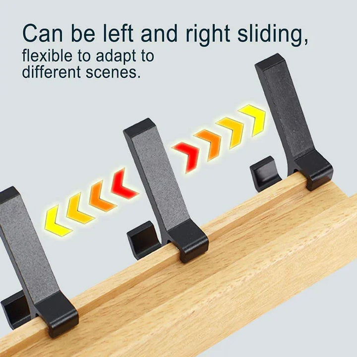 Wandkapstok met beweegbare haken van hout en metaal in scandinavisch design, geschikt voor hal of slaapkamer.