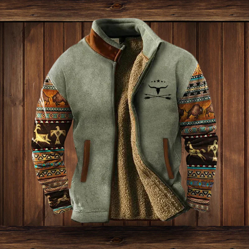 Comfortabel warm herenvest met ritssluiting en uniek vintage ontwerp, essentieel voor koude dagen.