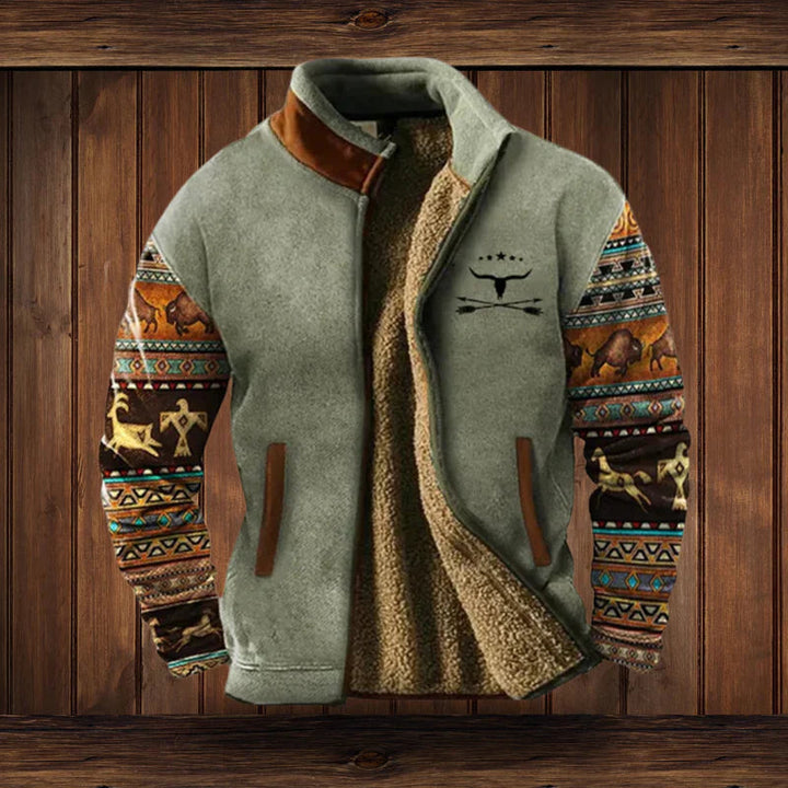 Comfortabel warm herenvest met ritssluiting en uniek vintage ontwerp, essentieel voor koude dagen.