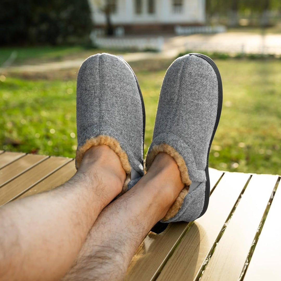 Warme, duurzame heren winter pantoffels Noah in donkergrijs, ideaal voor dagelijks gebruik.