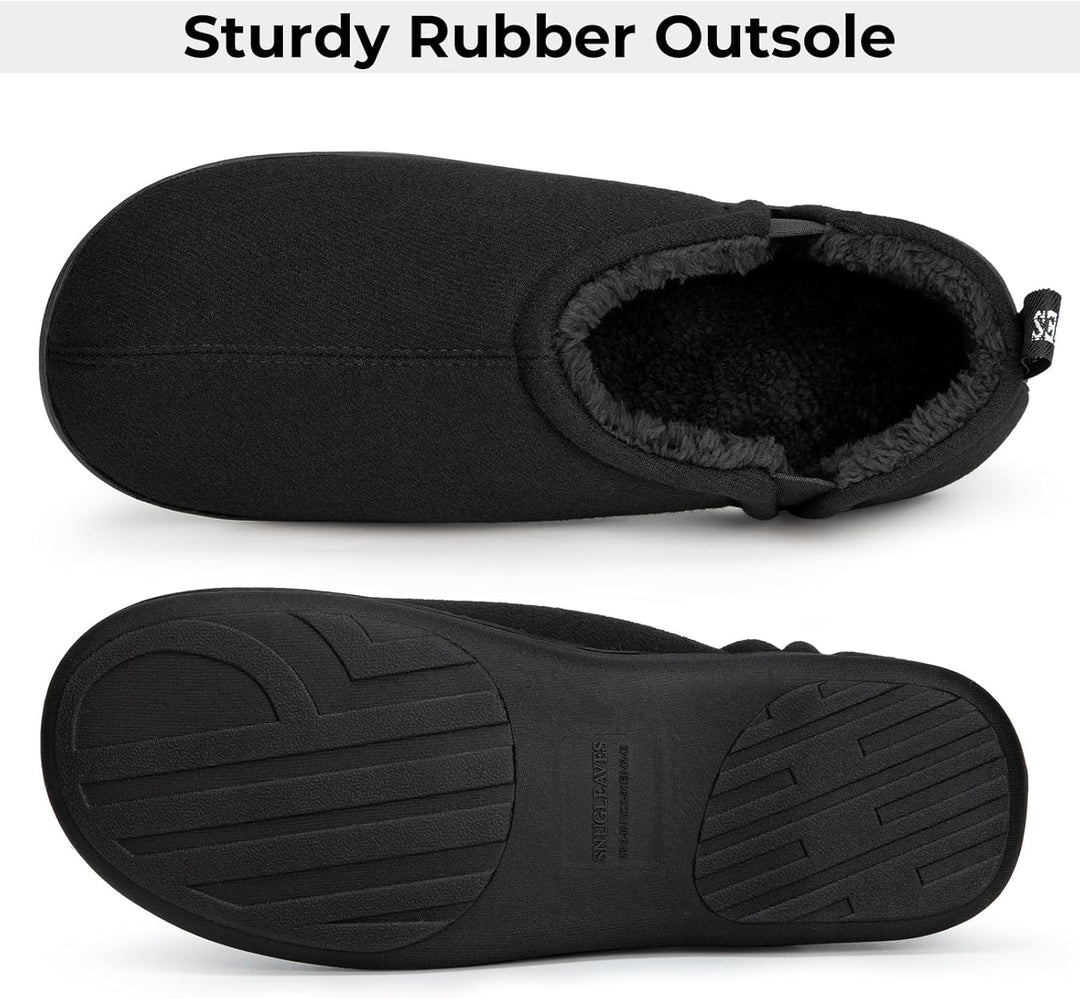Donkergrijze heren pantoffels Noah, met de nadruk op de robuuste, antislip buitenzool.