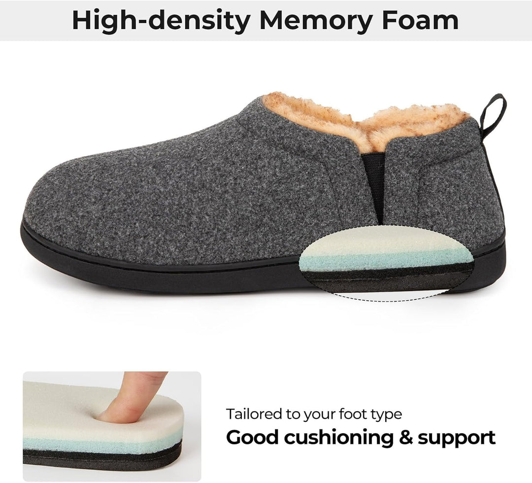 Heren winter pantoffels Noah, donkergrijs, perfecte binnenhuis schoenen met antislip.