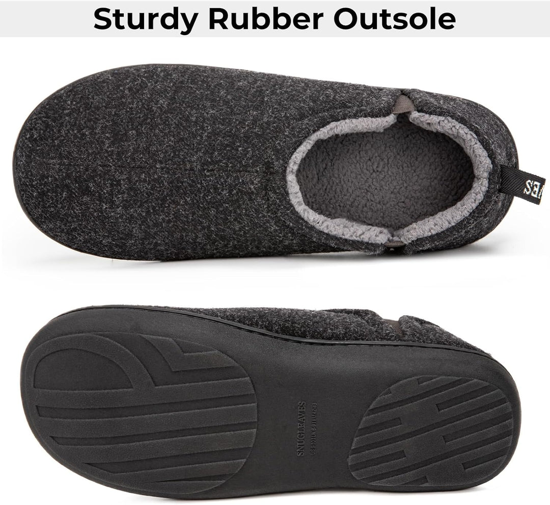 Donkergrijze heren pantoffels Noah, ontworpen voor maximaal comfort en warmte.
