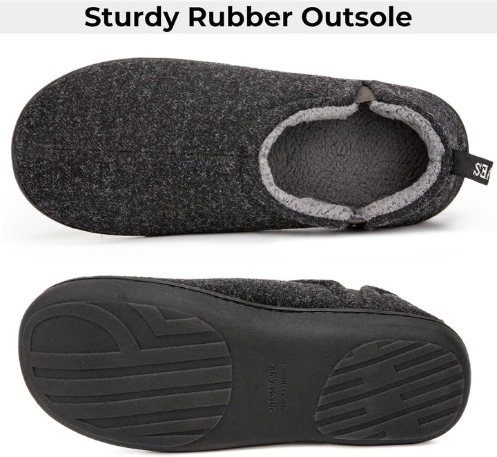 Donkergrijze heren pantoffels Noah, ontworpen voor maximaal comfort en warmte.