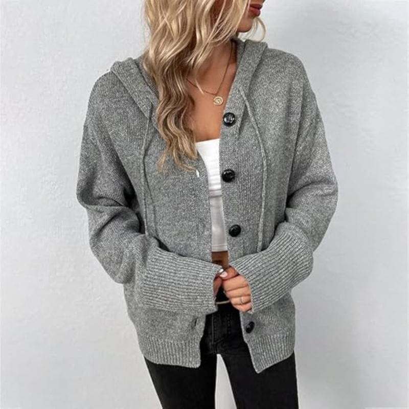 Warm damesvest met elegante knoopsluiting, tijdloos design, stevig gebreid materiaal, ideaal voor koude dagen.