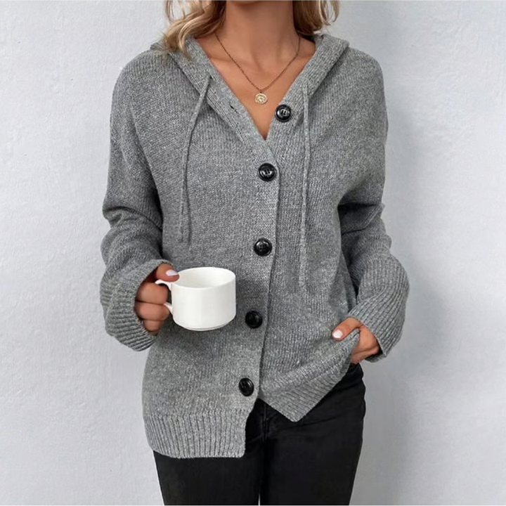 Warm damesvest met elegante knoopsluiting, tijdloos design, stevig gebreid materiaal, ideaal voor koude dagen.