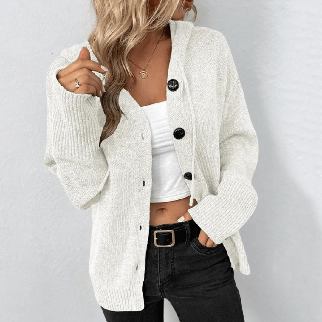 Warm damesvest met elegante knoopsluiting, tijdloos design, stevig gebreid materiaal, ideaal voor koude dagen.