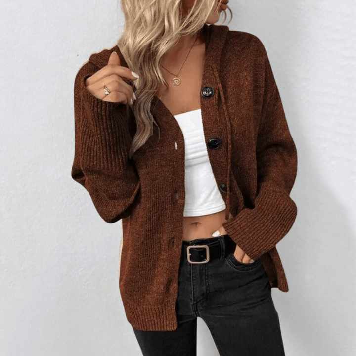 Warm damesvest met elegante knoopsluiting, tijdloos design, stevig gebreid materiaal, ideaal voor koude dagen.