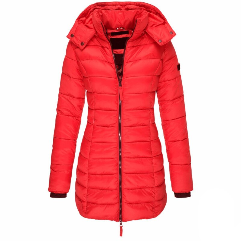 Comfortabele dames donsjas Olivia met capuchon. Trendy wintermode bovenkleding, heerlijk warm.
