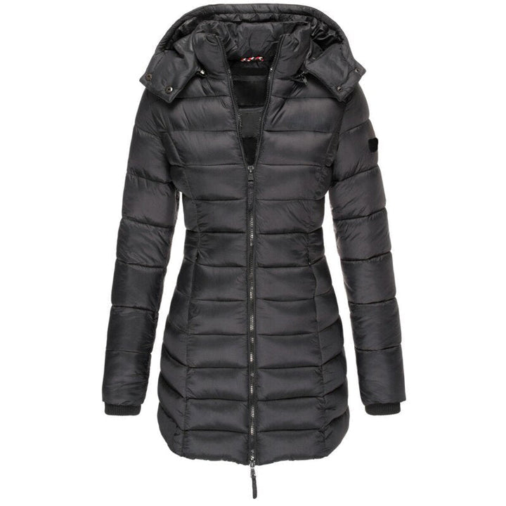 Hoogwaardig donsjack Olivia voor dames, met capuchon. Een stijlvolle en warme winterjas voor vrouwen.