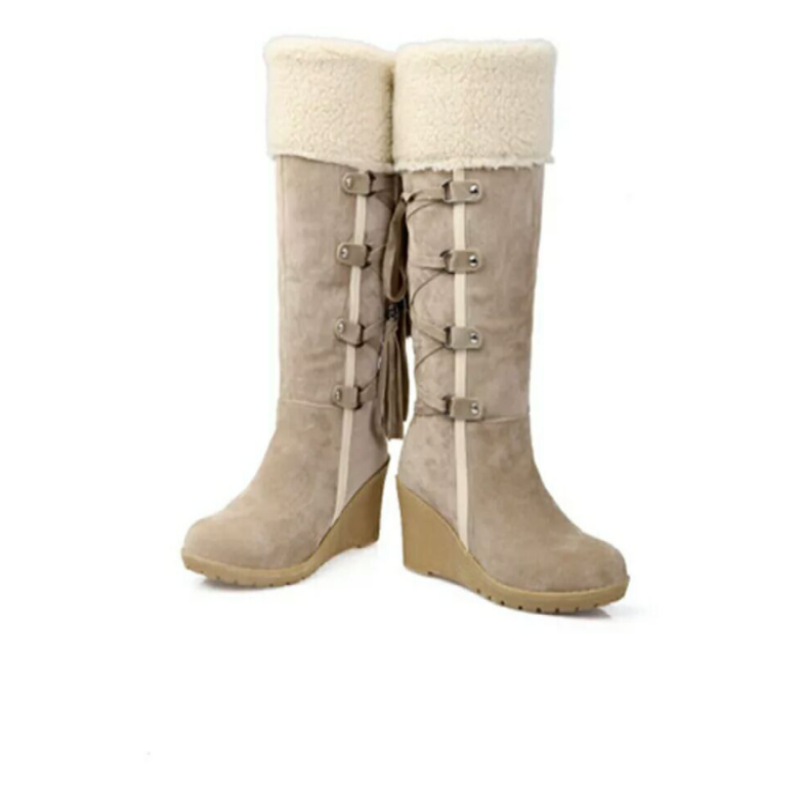 Comfortabele warme winterboots voor dames, met een trendy sleehak voor optimale warmte.