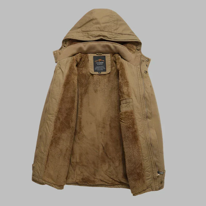 Heren warme winterjas ArcticShield parka, waterdicht met luxe bontkraag en zachte fleecevoering voor de winter.