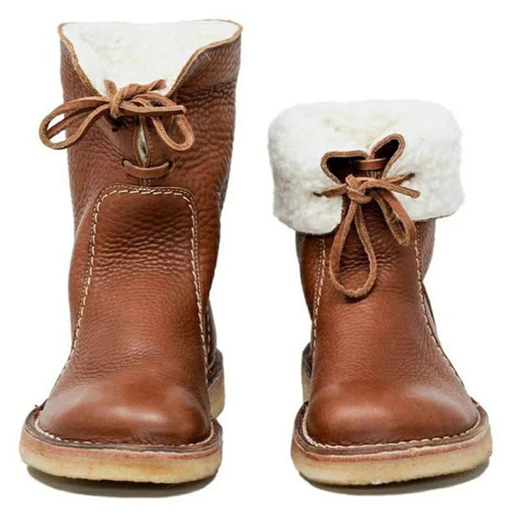 Warme bruine winterlaarzen voor dames, elegant en comfortabel