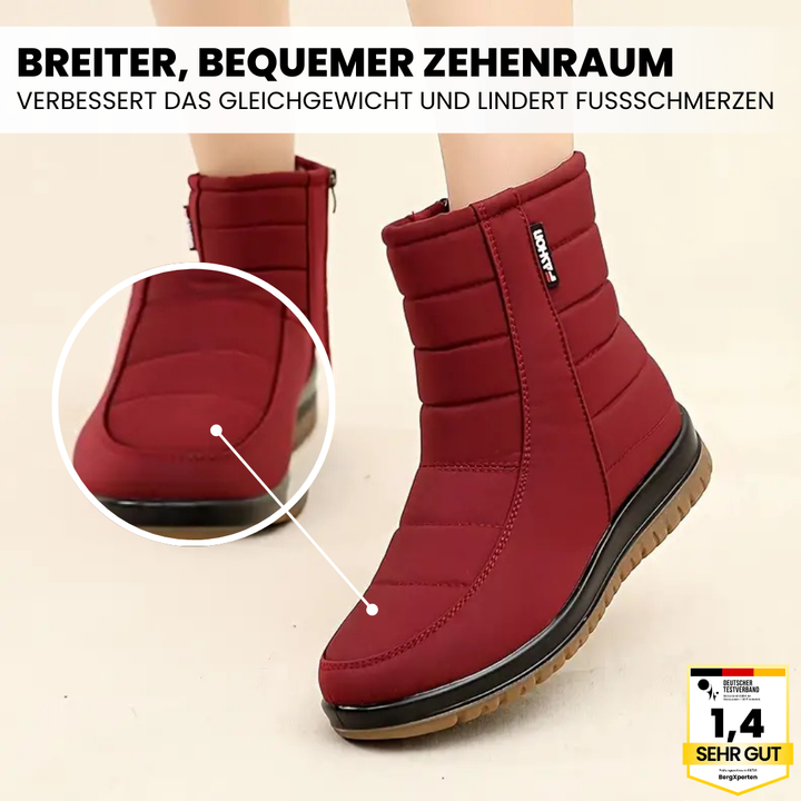 Waterdichte bruine dameslaarzen met antislipzool voor herfst en winter, geïsoleerd tegen kou.