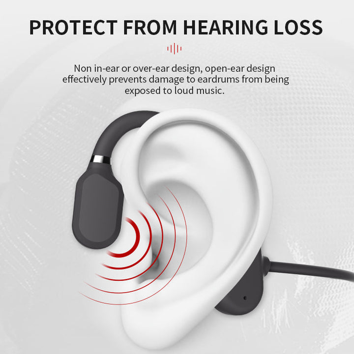 Waterdichte botgeleidingshoofdtelefoon, elegant zwart met Bluetooth 5.0, ideaal voor comfort en sportieve activiteiten
