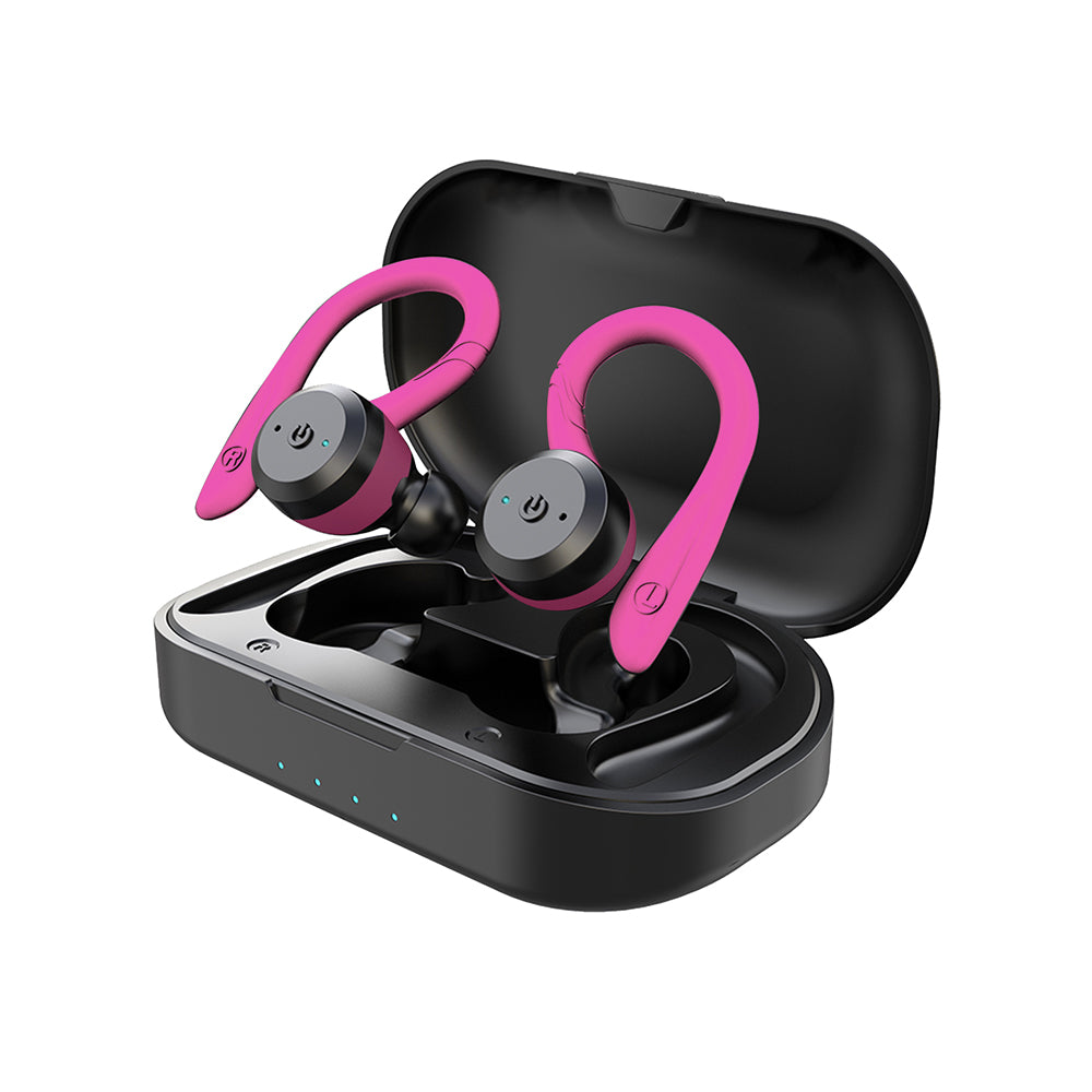 Waterdichte sportoordopjes met Bluetooth, IPX7, 20 uur speeltijd, ergonomisch ontwerp, ideaal voor sport en zwemmen.