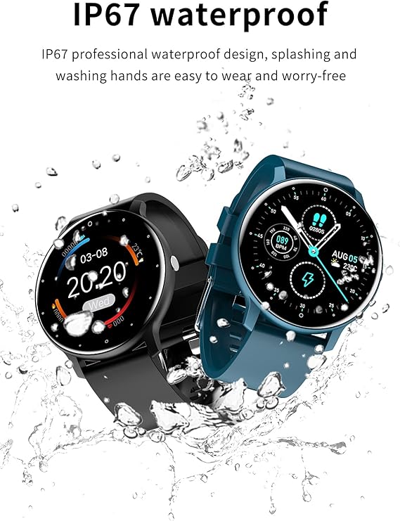 Waterdichte unisex smartwatch met activiteiten tracker en hartslagmeter, slank, modern design voor actieve levensstijlen