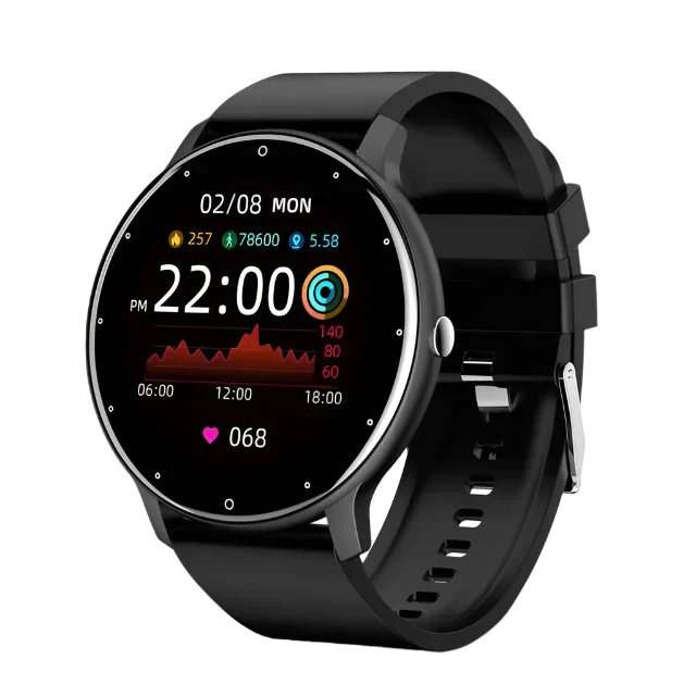 Waterdichte unisex smartwatch met activiteiten tracker en hartslagmeter, slank, modern design voor actieve levensstijlen