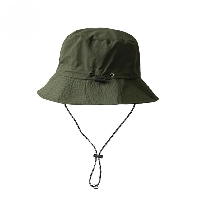 Waterdichte, opvouwbare bucket hat, UPF 50+, brede rand, ideaal voor buitenactiviteiten, effen design.