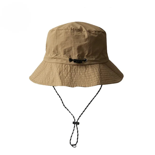 Waterdichte, opvouwbare bucket hat, UPF 50+, brede rand, ideaal voor buitenactiviteiten, effen design.