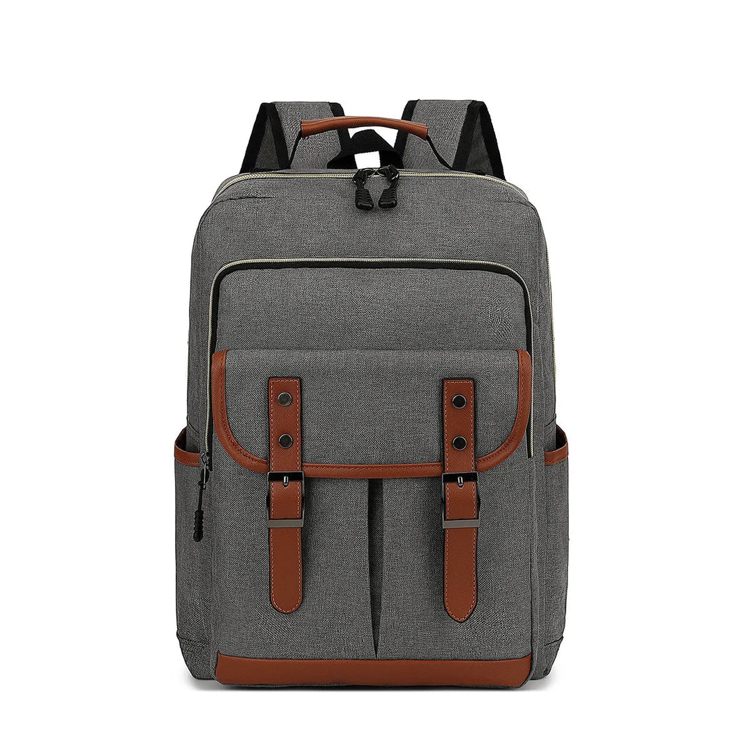 Waterdichte laptoprugzak van canvas, veelzijdig met veel vakken, verkrijgbaar in klassieke kleuren, unisex design.