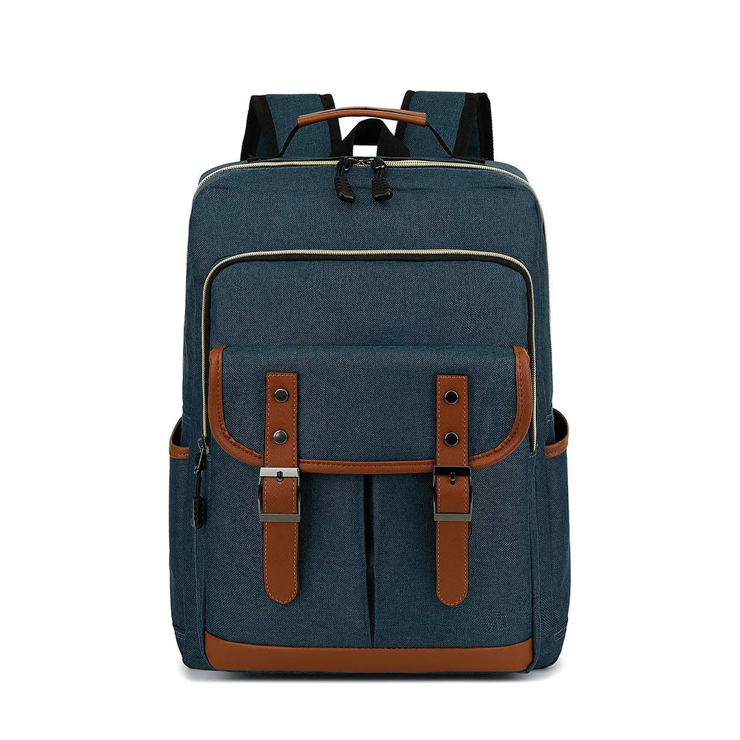 Waterdichte laptoprugzak van canvas, veelzijdig met veel vakken, verkrijgbaar in klassieke kleuren, unisex design.