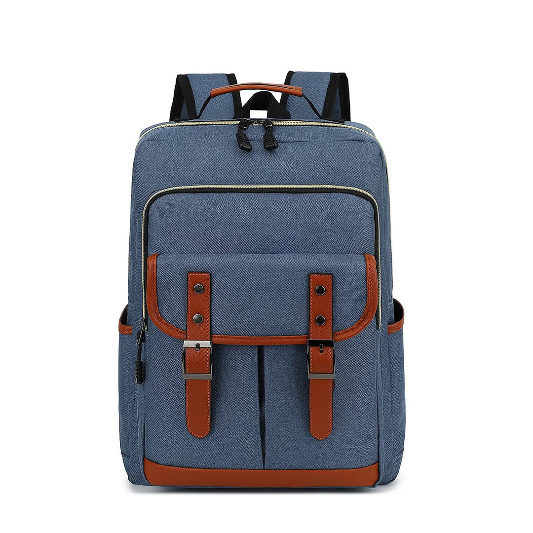 Waterdichte laptoprugzak van canvas, veelzijdig met veel vakken, verkrijgbaar in klassieke kleuren, unisex design.