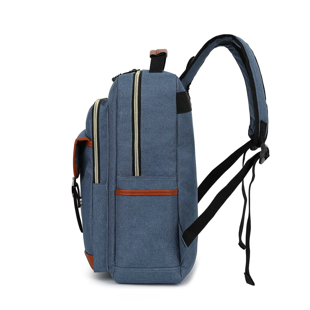 Waterdichte laptoprugzak van canvas, veelzijdig met veel vakken, verkrijgbaar in klassieke kleuren, unisex design.