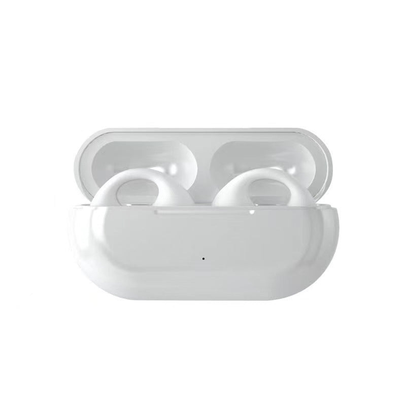 Waterdichte, draadloze sport headset in zwart en wit, ergonomisch ontwerp, Bluetooth-verbinding, ideaal voor sport.
