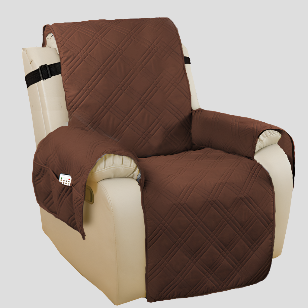 Stijlvolle donkergrijze stoelhoes voor relaxstoel. Waterdichte meubelbescherming als woondecoratie in uw interieur.