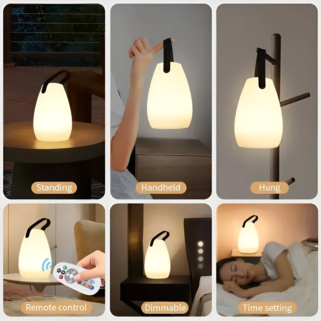 Moderne draadloze LED tafellamp Lumora voor sfeervolle binnenverlichting in elke kamer.