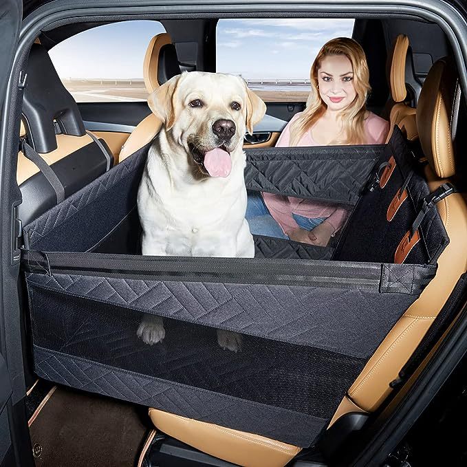 Zwarte/grijze waterdichte veiligheidsmat voor honden. Gemakkelijk te installeren, perfecte auto bescherming tijdens reizen.