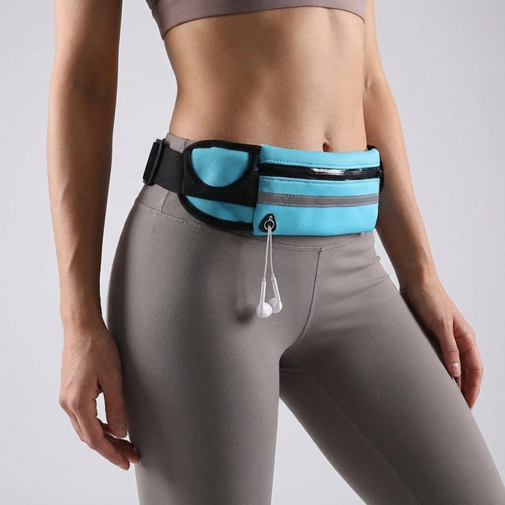 Zwarte runningbelt: waterdichte heuptas voor hardlopers met veilige opbergruimte voor je telefoon.