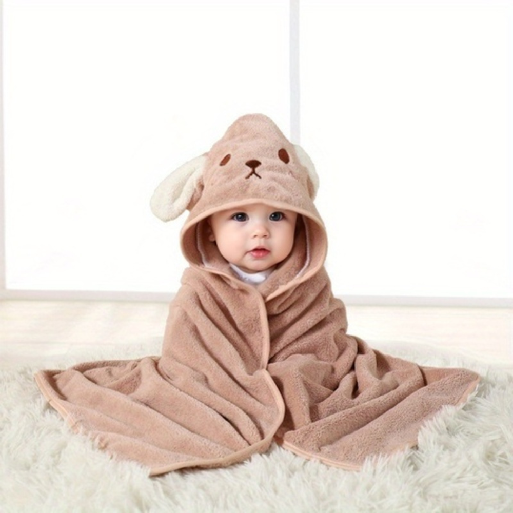 Zachte babybadcape met capuchon van badstof, optimaal 80x80 cm, in dierenontwerpen, absorberend en warm voor badmomenten.