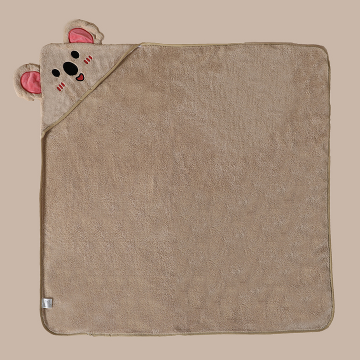 Zachte babybadcape met capuchon van badstof, optimaal 80x80 cm, in dierenontwerpen, absorberend en warm voor badmomenten.