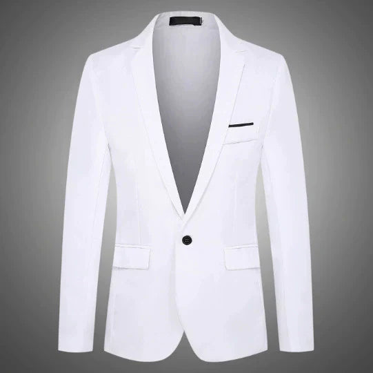 Witte herenblazer met een moderne snit, elegante uitstraling, die een slank silhouet benadrukt en veelzijdig te combineren is.