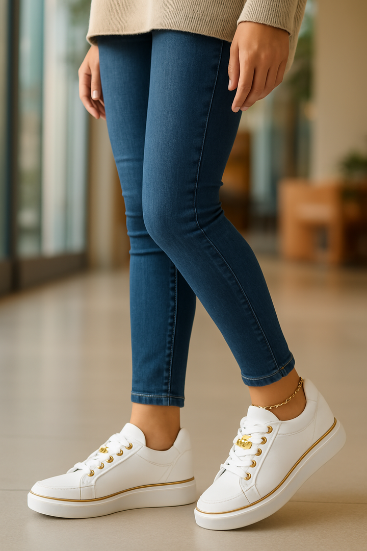 Witte orthopedische damesschoen met elegant design en maximaal comfort, ideaal voor kantoor en vrije tijd.