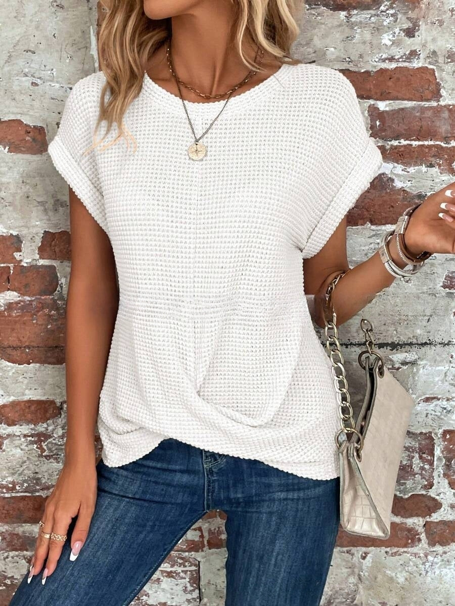 Cybele Dames T-shirt met korte mouwen in wit, elegant design, veelzijdig en comfortabel voor elke gelegenheid in zachte kleuren.