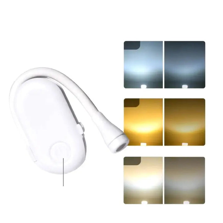 Oplaadbare boekklem leeslamp in het zwart, compact en draagbaar, ideaal voor oogvriendelijk lezen bij weinig licht.