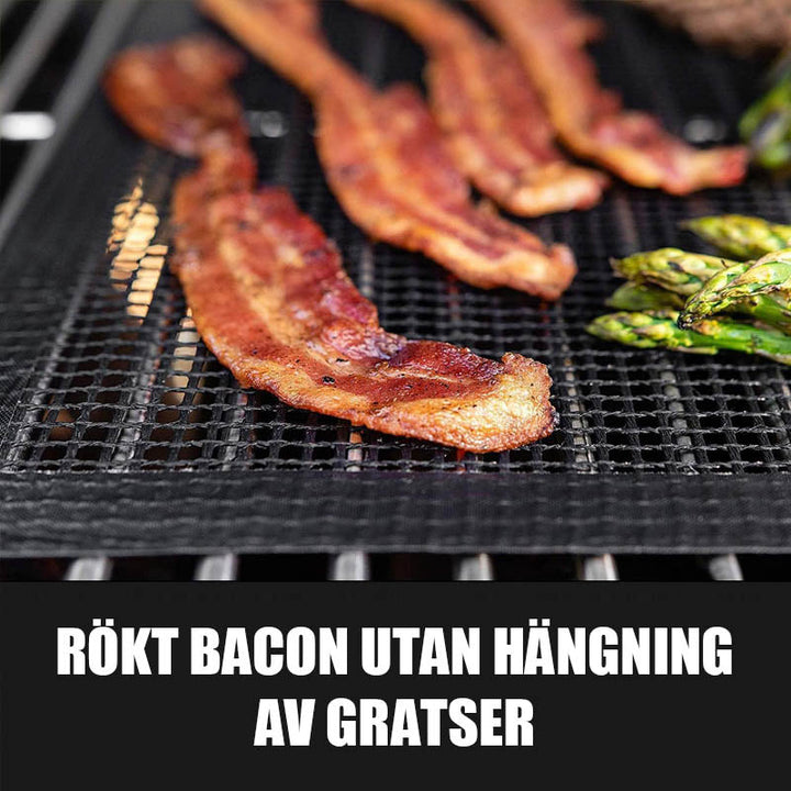 Herbruikbare grillmat van hittebestendig net voor schoon en gemakkelijk grillen, beschermend en flexibel.