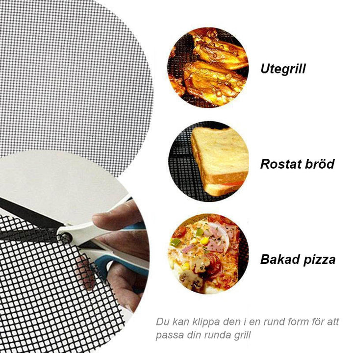 Herbruikbare grillmat van hittebestendig net voor schoon en gemakkelijk grillen, beschermend en flexibel.