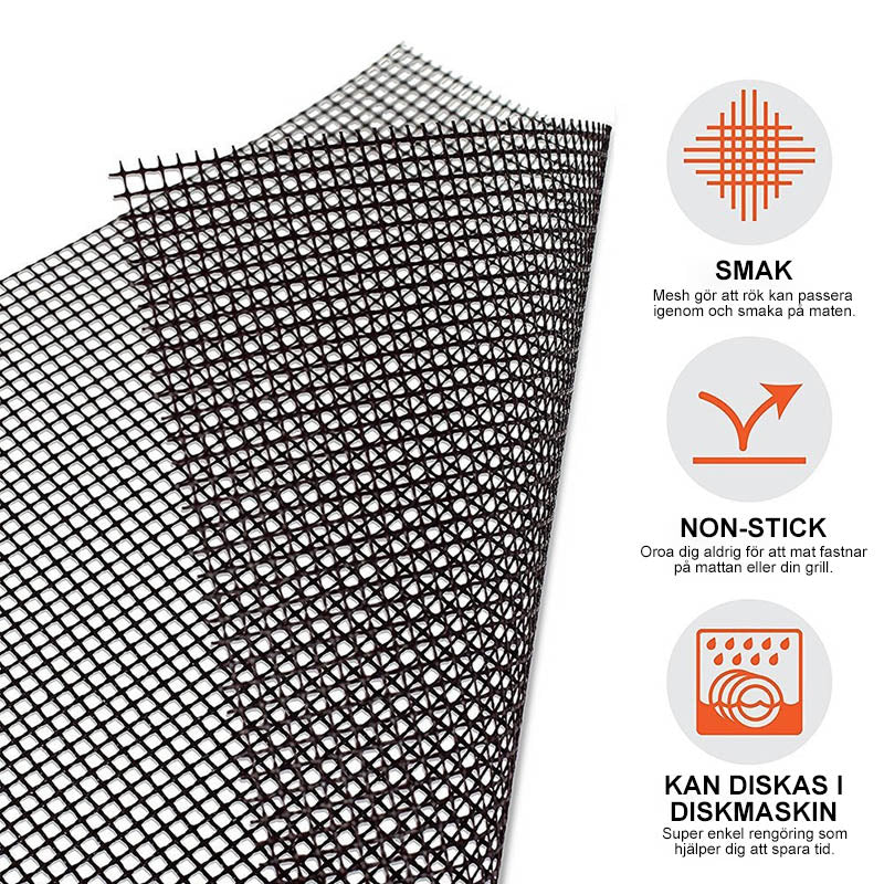 Herbruikbare grillmat van hittebestendig net voor schoon en gemakkelijk grillen, beschermend en flexibel.