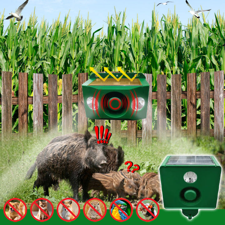 WildGuard dierenafschrikker op zonne-energie. Effectieve dierenafweer en ongediertebestrijding voor tuin en erf.