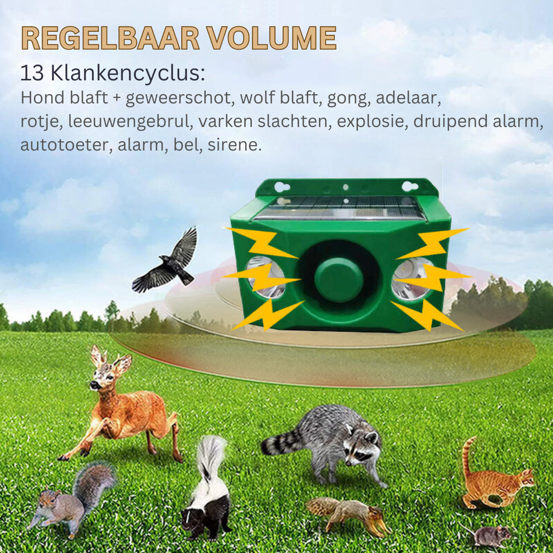 WildGuard dierenafschrikker bij regen. Weerbestendig apparaat voor betrouwbare bescherming van uw erf, het hele jaar.